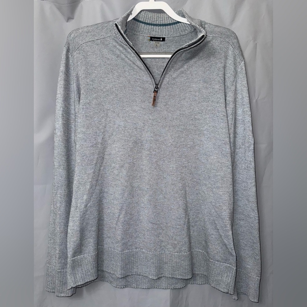 Smartwool Sparwood 1/2 Zip Sweater Men L Gray Merino Wool Blend Long Sleeve